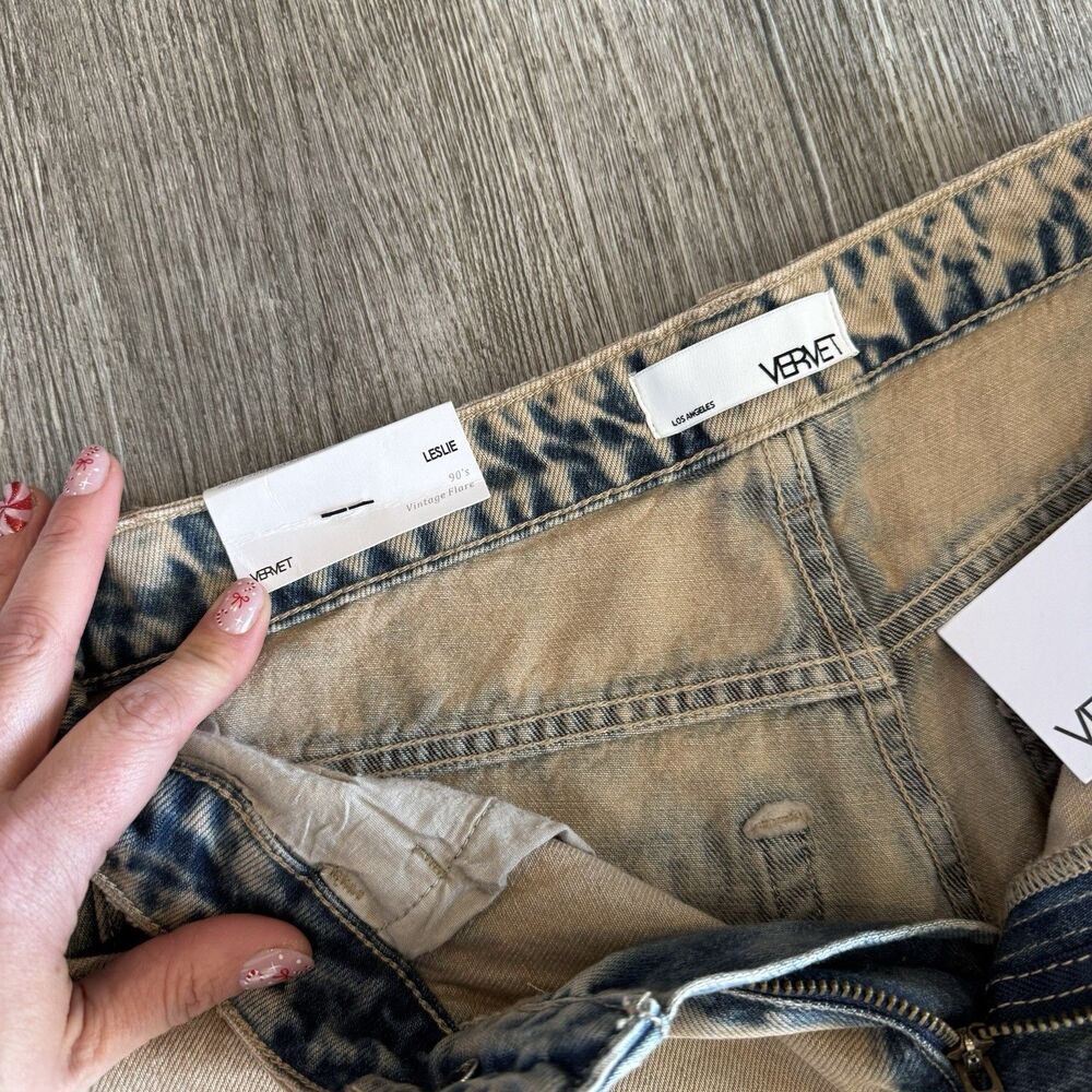Vervet Size 26 Leslie 90's Vintage Distressed Super High Rise Flare Jeans NWT - Picture 10 of 15
